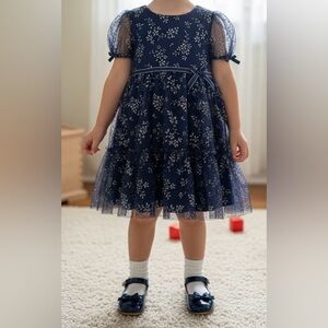 Elegant Navy Blue Kids Dress